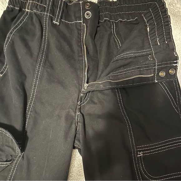 Black Cargo Style Pants (Stretchy waistband) - Picture 7 of 9